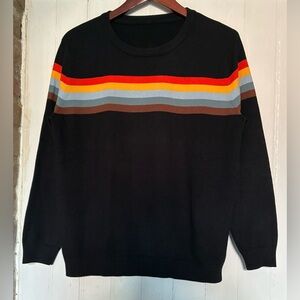 *3 for $20* SHEIN Retro Rainbow Black Sweater, 70s Style, Colorful Stripes, 1X
